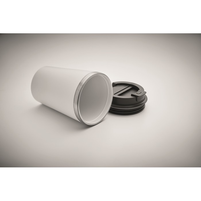 Vaso doble pared con revestimiento de cerámica en el interior 350ml color blanco vista fotografía tercera vista Vaso doble pared con revestimiento de cerámica en el interior 350ml color blanco vista fotografía tercera vista