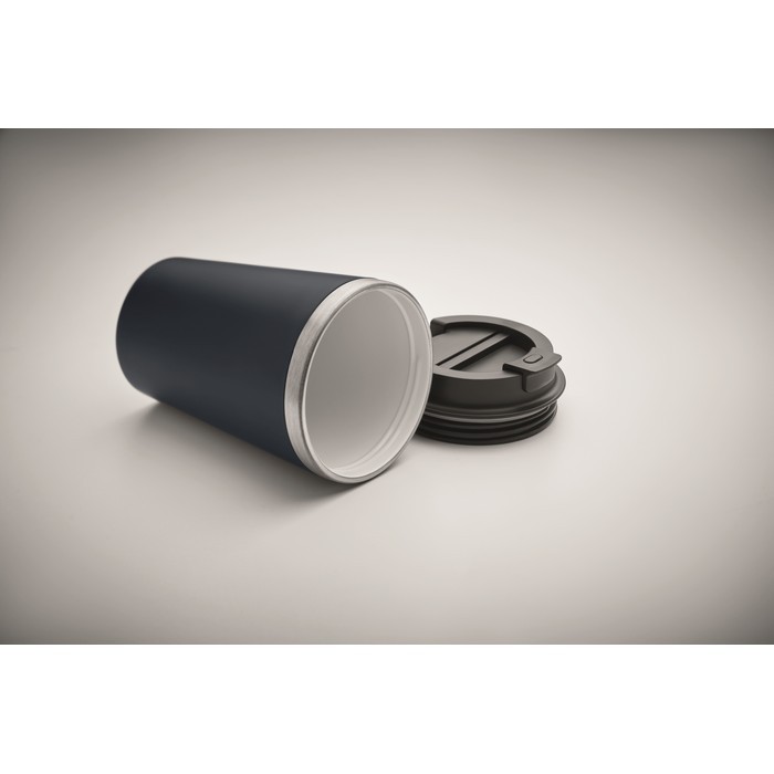 Vaso doble pared con revestimiento de cerámica en el interior 350ml color azul marino vista fotografía tercera vista Vaso doble pared con revestimiento de cerámica en el interior 350ml color azul marino vista fotografía tercera vista