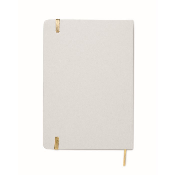 Libreta con banda elástica y marca páginas a color páginas a rayas A5 color dorado quinta vista