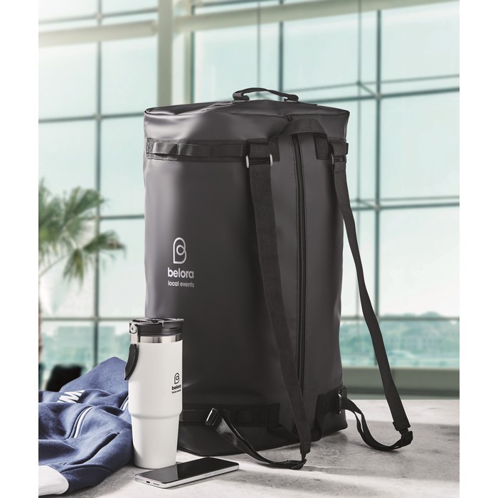 Bolsa grande de lona con bandolera ajustable y desmontable color negro segunda vista bodegón 2 Bolsa grande de lona con bandolera ajustable y desmontable color negro segunda vista bodegón 2