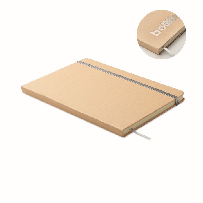 Libreta de cartón con banda y marca páginas a color hojas a rayas A5 color plateado Libreta de cartón con banda y marca páginas a color hojas a rayas A5 color plateado