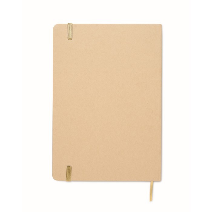 Libreta de cartón con banda y marca páginas a color hojas a rayas A5 color dorado quinta vista Libreta de cartón con banda y marca páginas a color hojas a rayas A5 color dorado quinta vista
