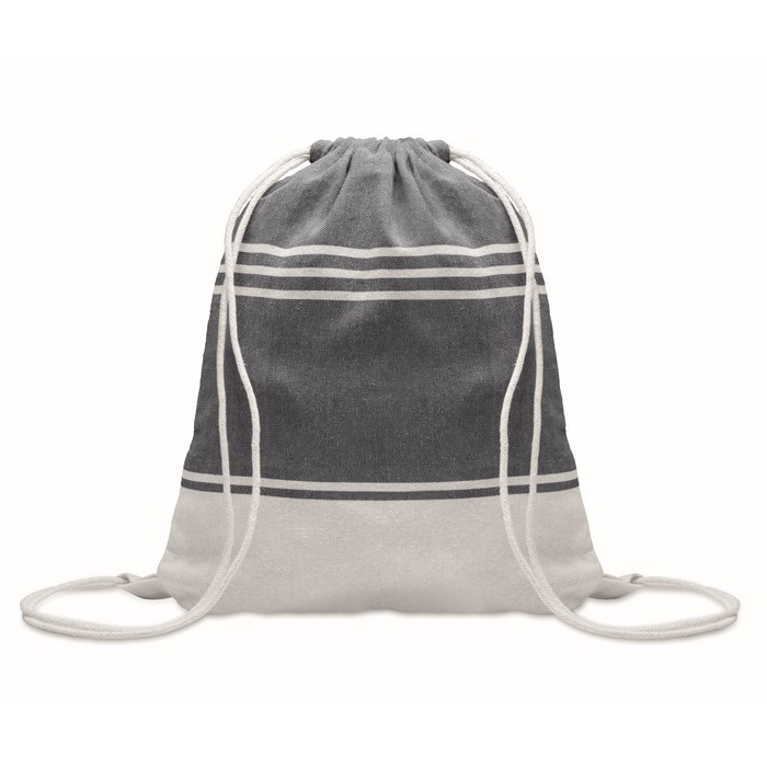 Set de mochila de cuerdas con pareo a juego rayado 180 g/m2 color azul septima vista Set de mochila de cuerdas con pareo a juego rayado 180 g/m2 color azul septima vista