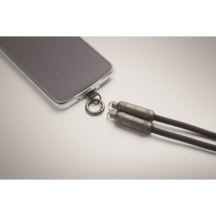 Lanyard para colgar el móvil con cable de carga incluido 60 W color negro vista fotografía septima vista Lanyard para colgar el móvil con cable de carga incluido 60 W color negro vista fotografía septima vista