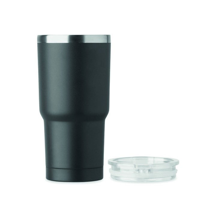 Vaso de acero inoxidable con tapa con orificio deslizante 500ml color negro sexta vista Vaso de acero inoxidable con tapa con orificio deslizante 500ml color negro sexta vista