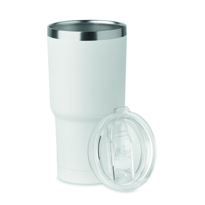 Vaso de acero inoxidable con tapa con orificio deslizante 500ml color blanco sexta vista Vaso de acero inoxidable con tapa con orificio deslizante 500ml color blanco sexta vista