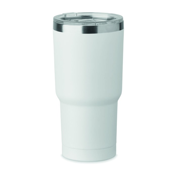 Vaso de acero inoxidable con tapa con orificio deslizante 500ml color blanco Vaso de acero inoxidable con tapa con orificio deslizante 500ml color blanco