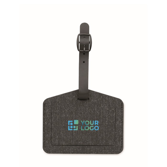 Etiqueta de equipaje de PU y RPET para dispositivos Apple® color negro vista de impresión Etiqueta de equipaje de PU y RPET para dispositivos Apple® color negro vista de impresión