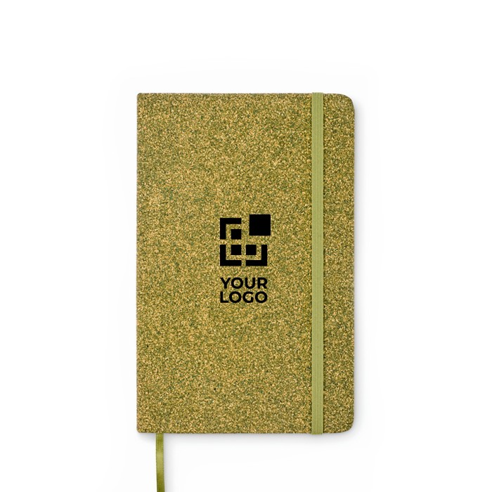 Libreta de tapa dura hecha de materiales reciclados A5 papel a rayas color verde vista de impresión Libreta de tapa dura hecha de materiales reciclados A5 papel a rayas color verde vista de impresión