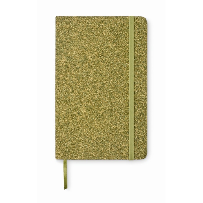 Libreta de tapa dura hecha de materiales reciclados A5 papel a rayas color verde segunda vista Libreta de tapa dura hecha de materiales reciclados A5 papel a rayas color verde segunda vista