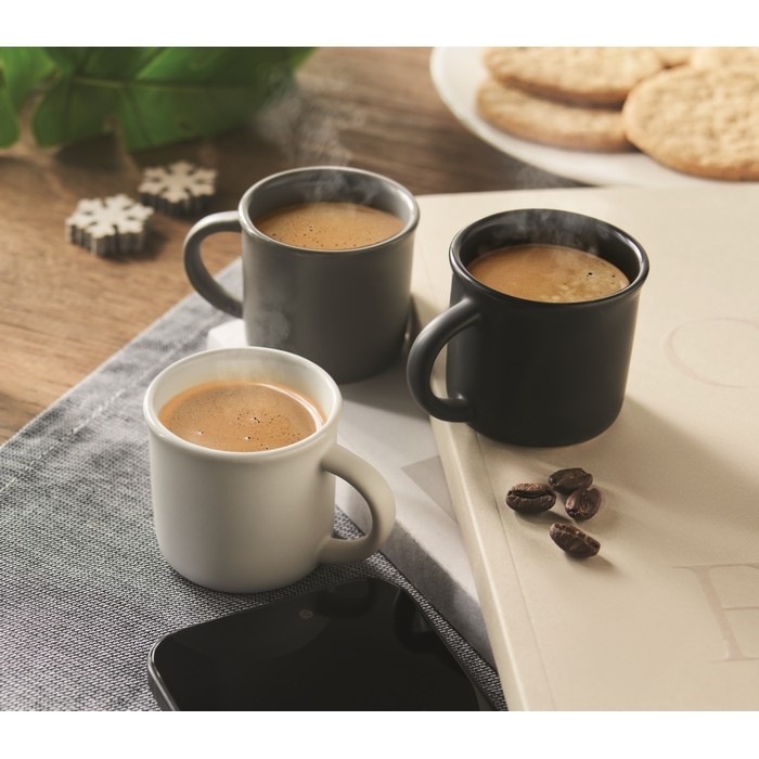 Taza de cerámica especial para el espresso personalizable 40ml color blanco vista bodegón Taza de cerámica especial para el espresso personalizable 40ml color blanco vista bodegón