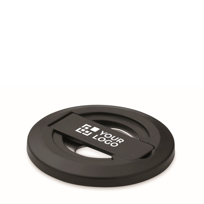 Soporte circular magnético para iPhone® con un abrebotellas incluido color negro vista de impresión Soporte circular magnético para iPhone® con un abrebotellas incluido color negro vista de impresión