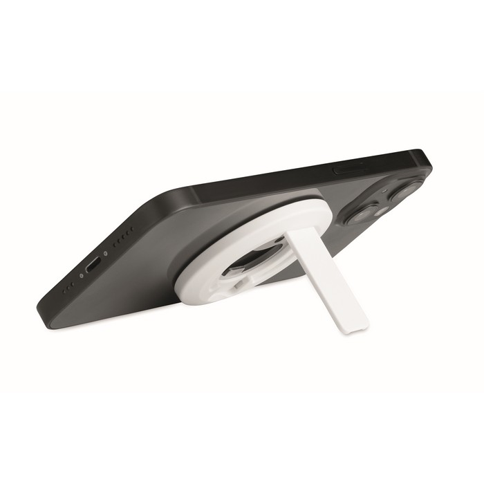 Soporte circular magnético para iPhone® con un abrebotellas incluido color blanco cuarta vista Soporte circular magnético para iPhone® con un abrebotellas incluido color blanco cuarta vista