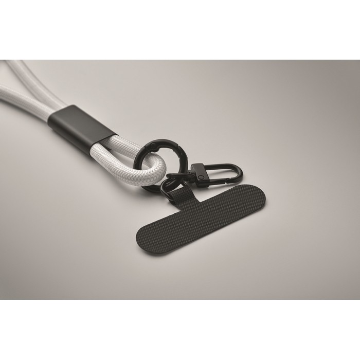 Lanyard para móvil con cable de carga y transferencia de datos color blanco vista fotografía quinta vista