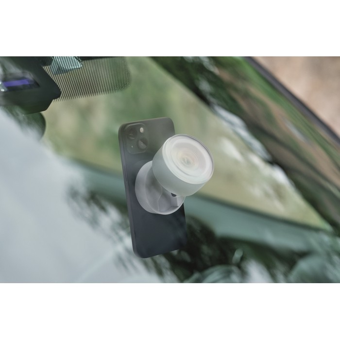 Soporte magnético para teléfono con posibilidad de carga color blanco tercera vista bodegón Soporte magnético para teléfono con posibilidad de carga color blanco tercera vista bodegón