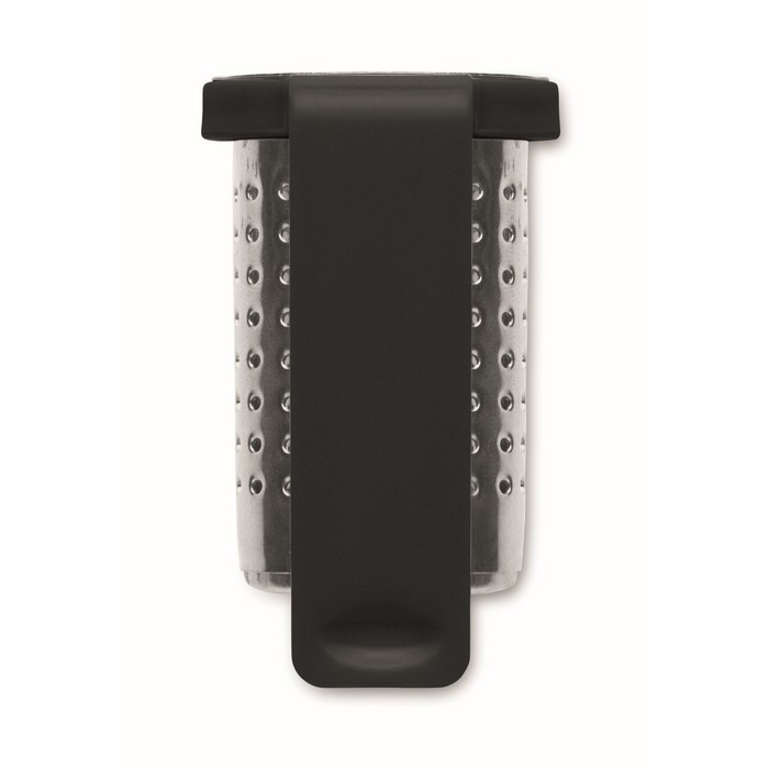 Infusor de té hecho de acero inoxidable con gancho de plástico color negro quinta vista Infusor de té hecho de acero inoxidable con gancho de plástico color negro quinta vista