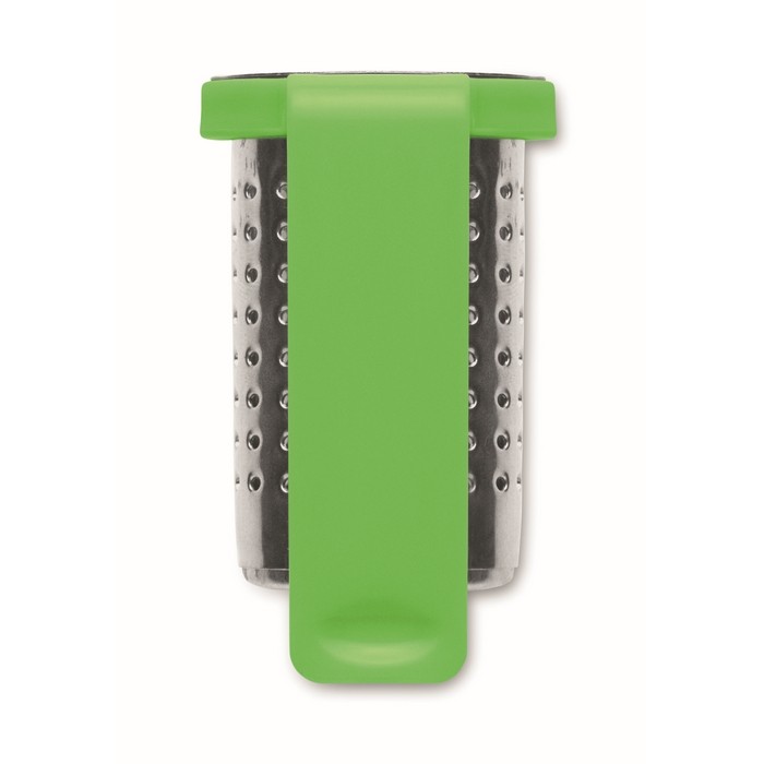 Infusor de té hecho de acero inoxidable con gancho de plástico color verde lima quinta vista Infusor de té hecho de acero inoxidable con gancho de plástico color verde lima quinta vista