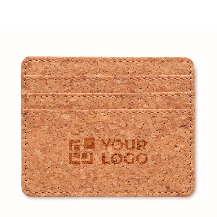 Tarjetero de corcho con 3 tarjetas con un compartimiento principal color beige vista de impresión Tarjetero de corcho con 3 tarjetas con un compartimiento principal color beige vista de impresión