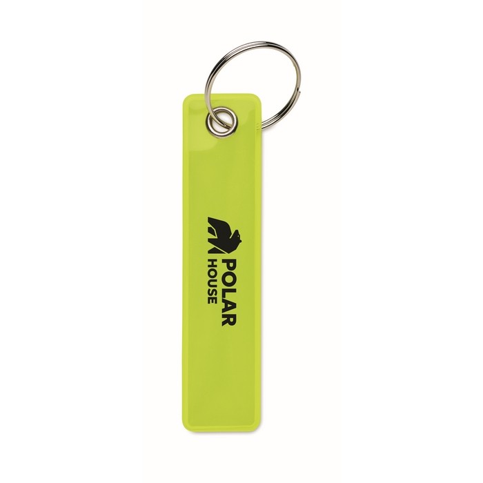 Típico llavero ”Remove before flight” reflectante y personalizable color amarillo fluorescente vista principal Típico llavero ”Remove before flight” reflectante y personalizable color amarillo fluorescente vista principal