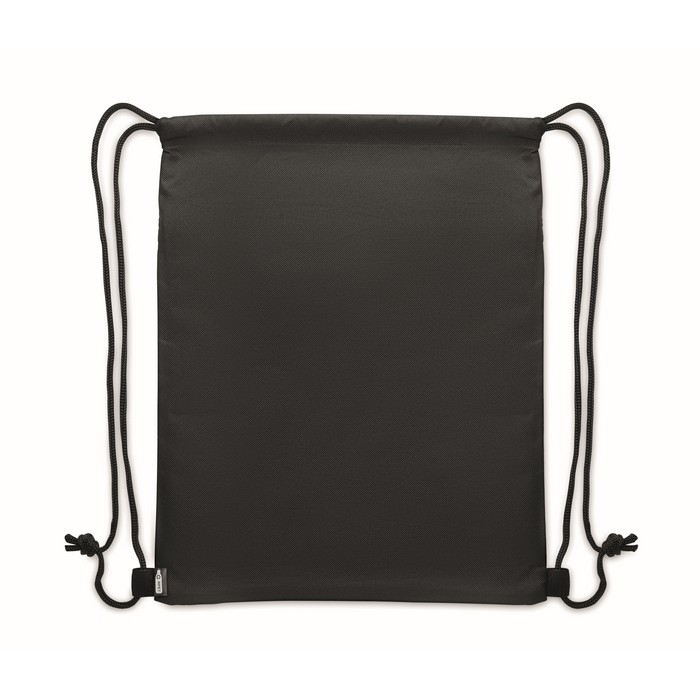 Mochila de cuerdas de RPET y PU con un bolsillo frontal color gris oscuro tercera vista