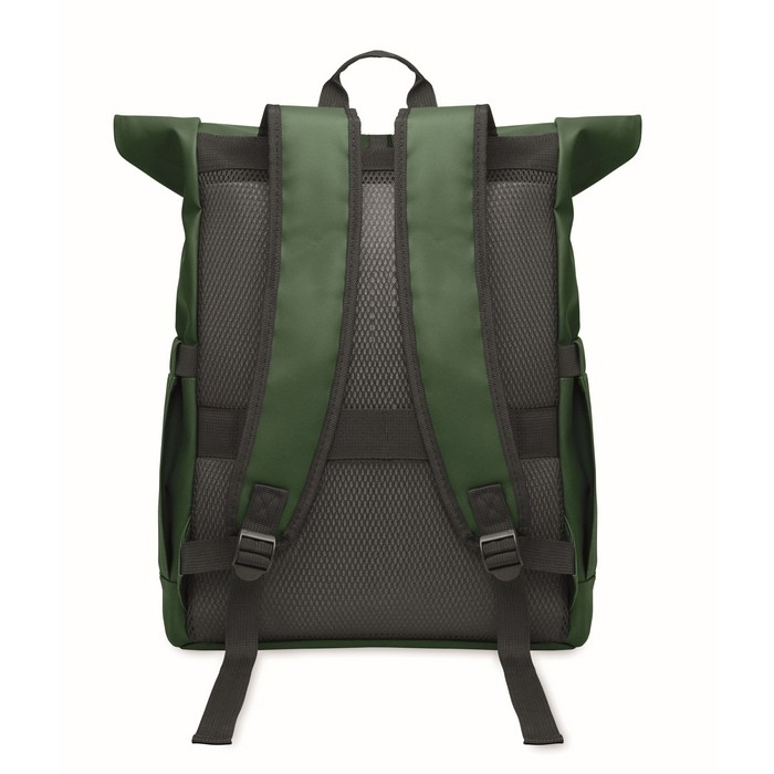 Mochila de cierre roll-top para portátil con correa para trolley 15'' color verde oscuro quinta vista Mochila de cierre roll-top para portátil con correa para trolley 15'' color verde oscuro quinta vista
