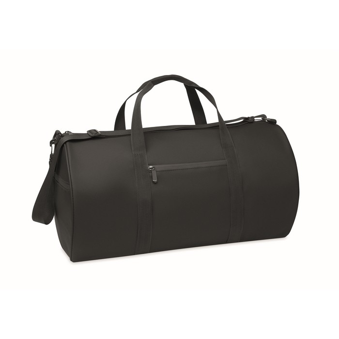 Bolsa de viaje de poliéster y PU con compartimientos laterales color negro