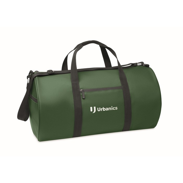 Bolsa de viaje de poliéster y PU con compartimientos laterales color verde oscuro vista principal