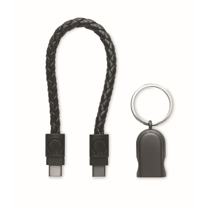 Pulsera negra trenzada con cable de carga y transferencia de datos 60W color negro tercera vista Pulsera negra trenzada con cable de carga y transferencia de datos 60W color negro tercera vista