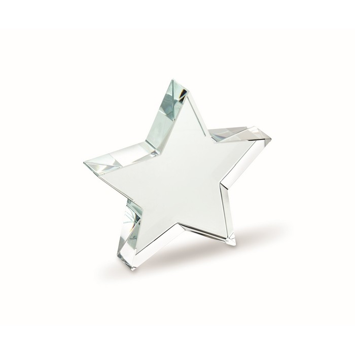 Trofeo en forma de estrella de cristal para personalizar color transparente septima vista Trofeo en forma de estrella de cristal para personalizar color transparente septima vista