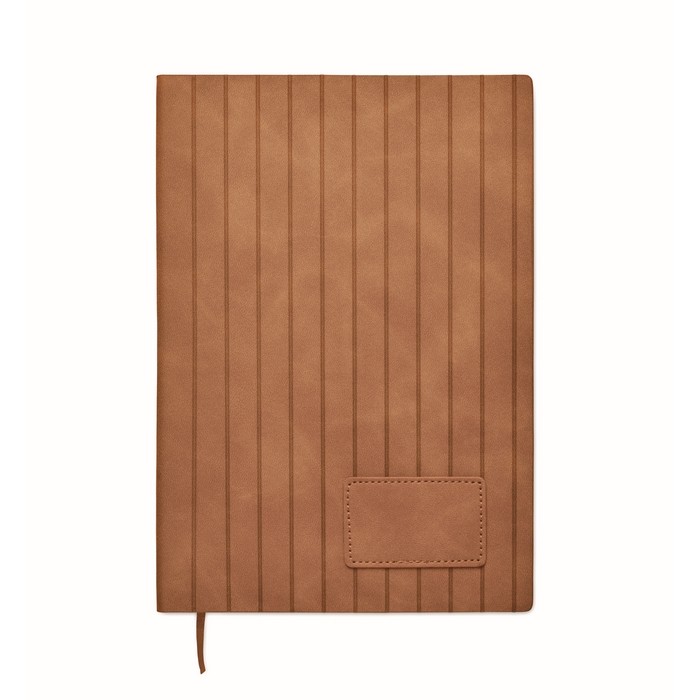 Libreta de tapa suave de cuero sintético ahumado A5 hojas a rayas color marrón segunda vista Libreta de tapa suave de cuero sintético ahumado A5 hojas a rayas color marrón segunda vista