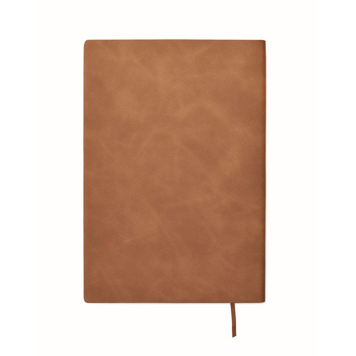 Libreta de tapa suave de cuero sintético ahumado A5 hojas a rayas color marrón tercera vista Libreta de tapa suave de cuero sintético ahumado A5 hojas a rayas color marrón tercera vista