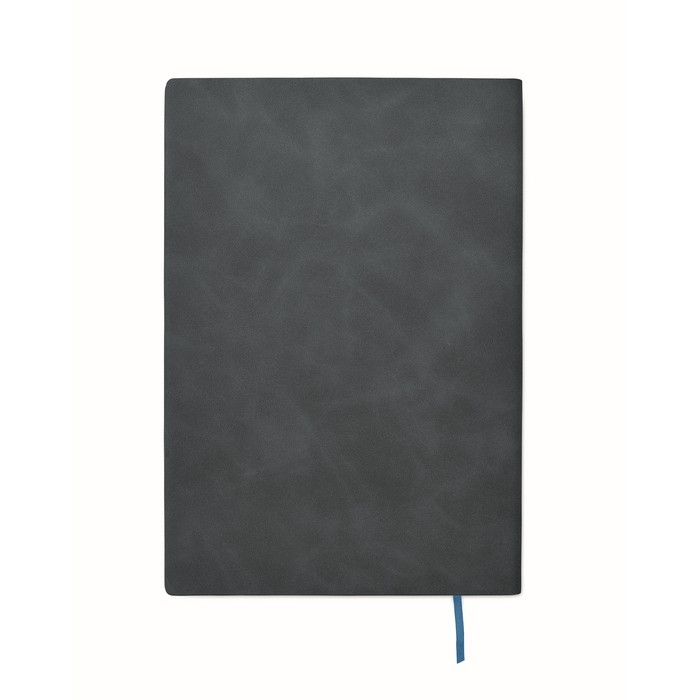 Libreta de tapa suave de cuero sintético ahumado A5 hojas a rayas color azul tercera vista Libreta de tapa suave de cuero sintético ahumado A5 hojas a rayas color azul tercera vista