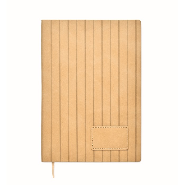 Libreta de tapa suave de cuero sintético ahumado A5 hojas a rayas color beige segunda vista Libreta de tapa suave de cuero sintético ahumado A5 hojas a rayas color beige segunda vista