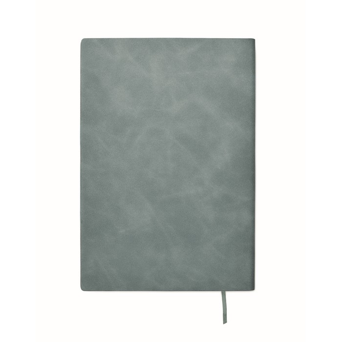 Libreta de tapa suave de cuero sintético ahumado A5 hojas a rayas color negro mate tercera vista Libreta de tapa suave de cuero sintético ahumado A5 hojas a rayas color negro mate tercera vista