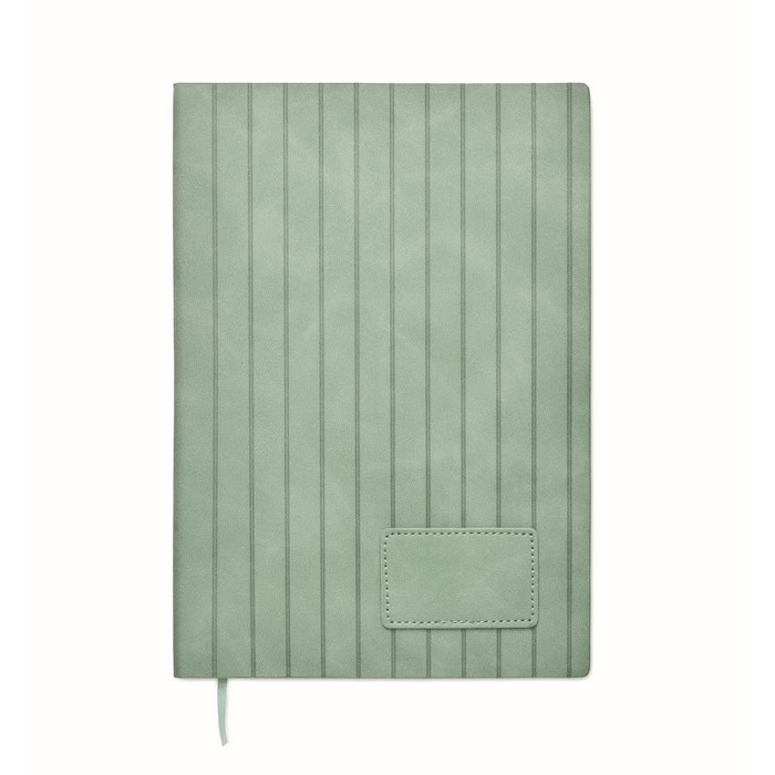 Libreta de tapa suave de cuero sintético ahumado A5 hojas a rayas color verde menta segunda vista Libreta de tapa suave de cuero sintético ahumado A5 hojas a rayas color verde menta segunda vista