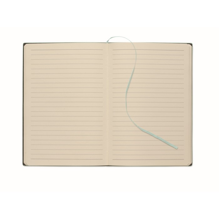 Libreta de tapa suave de cuero sintético ahumado A5 hojas a rayas color verde menta sexta vista Libreta de tapa suave de cuero sintético ahumado A5 hojas a rayas color verde menta sexta vista