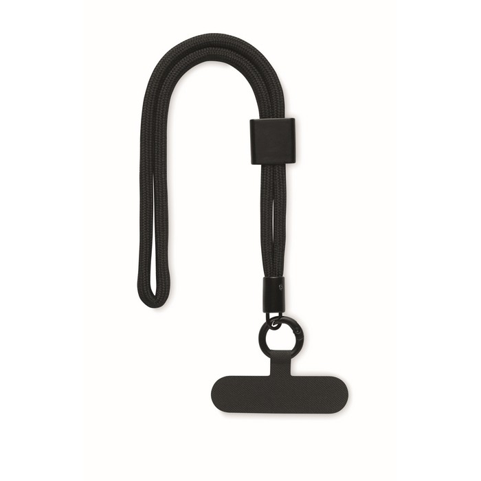 Pulsera de RPET ajustable para el móvil con una longitud de 25cm color negro Pulsera de RPET ajustable para el móvil con una longitud de 25cm color negro