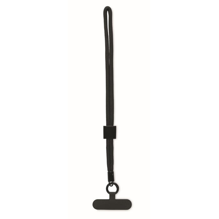 Pulsera de RPET ajustable para el móvil con una longitud de 25cm color negro segunda vista Pulsera de RPET ajustable para el móvil con una longitud de 25cm color negro segunda vista