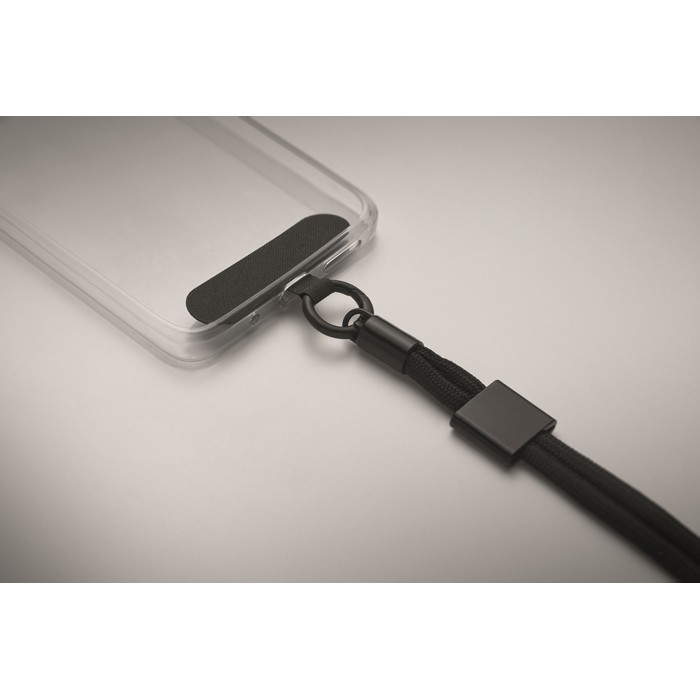 Pulsera de RPET ajustable para el móvil con una longitud de 25cm color negro vista fotografía sexta vista Pulsera de RPET ajustable para el móvil con una longitud de 25cm color negro vista fotografía sexta vista