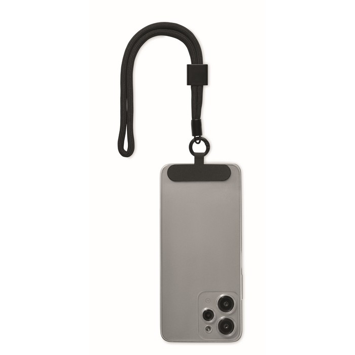 Pulsera de RPET ajustable para el móvil con una longitud de 25cm color negro septima vista Pulsera de RPET ajustable para el móvil con una longitud de 25cm color negro septima vista