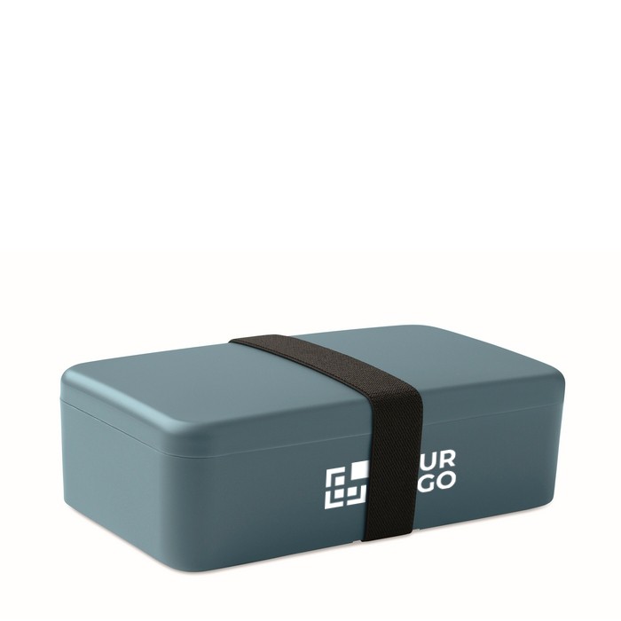 Fiambrera de plástico con banda elástica de cierre 750ml color negro mate vista de impresión Fiambrera de plástico con banda elástica de cierre 750ml color negro mate vista de impresión