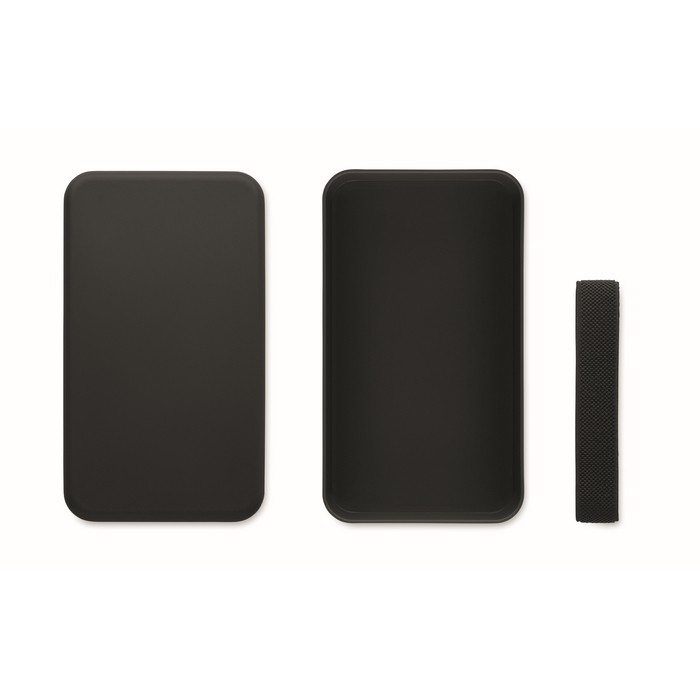 Fiambrera de plástico con banda elástica de cierre 750ml color negro segunda vista Fiambrera de plástico con banda elástica de cierre 750ml color negro segunda vista