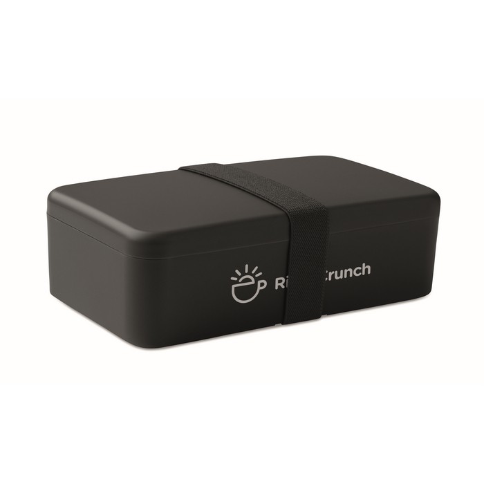 Fiambrera de plástico con banda elástica de cierre 750ml color negro vista principal Fiambrera de plástico con banda elástica de cierre 750ml color negro vista principal