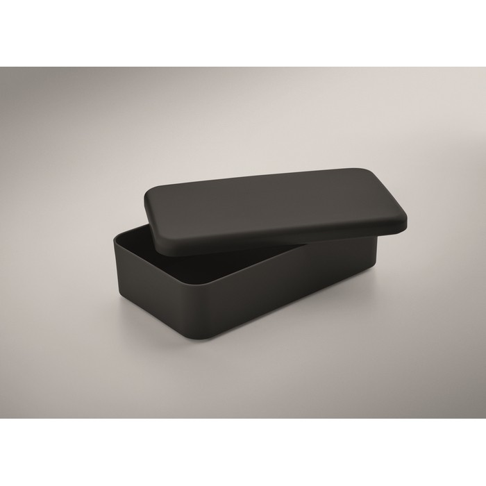 Fiambrera de plástico con banda elástica de cierre 750ml color negro vista fotografía Fiambrera de plástico con banda elástica de cierre 750ml color negro vista fotografía