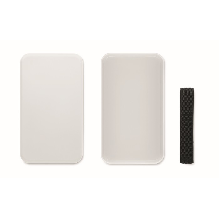 Fiambrera de plástico con banda elástica de cierre 750ml color blanco segunda vista Fiambrera de plástico con banda elástica de cierre 750ml color blanco segunda vista