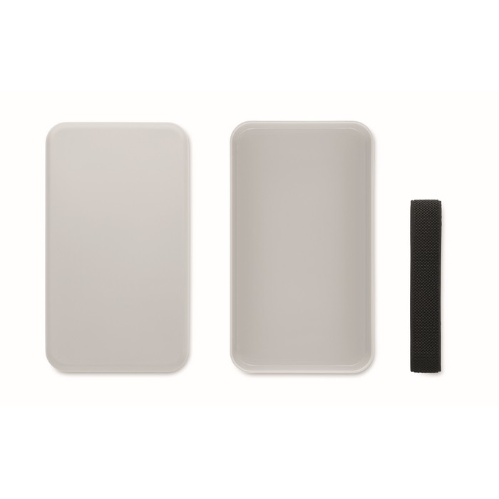 Fiambrera de plástico con banda elástica de cierre 750ml color gris segunda vista Fiambrera de plástico con banda elástica de cierre 750ml color gris segunda vista