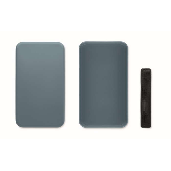 Fiambrera de plástico con banda elástica de cierre 750ml color negro mate segunda vista Fiambrera de plástico con banda elástica de cierre 750ml color negro mate segunda vista