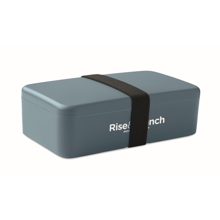 Fiambrera de plástico con banda elástica de cierre 750ml color negro mate vista principal Fiambrera de plástico con banda elástica de cierre 750ml color negro mate vista principal