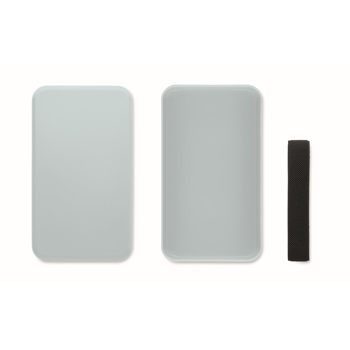 Fiambrera de plástico con banda elástica de cierre 750ml color azul claro segunda vista Fiambrera de plástico con banda elástica de cierre 750ml color azul claro segunda vista