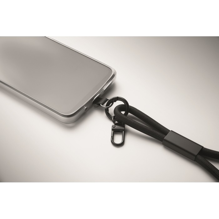 Pulsera de RPET para el móvil con cable de carga y datos color negro vista fotografía sexta vista Pulsera de RPET para el móvil con cable de carga y datos color negro vista fotografía sexta vista